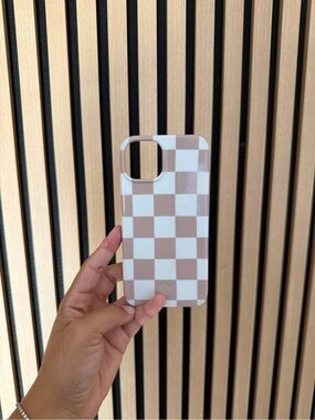 Checker Pattern Beige and White Phone Case